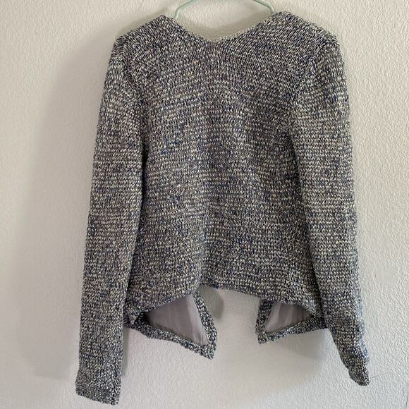 Theykins Theory Silver Metallic Long Sleeve Open Front Cardigan - Picture 8 of 10